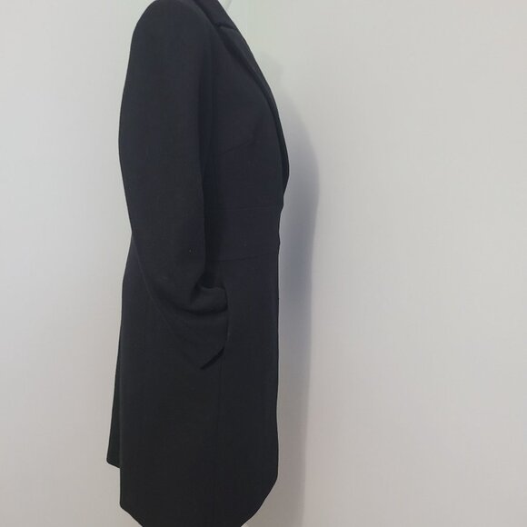 Express 90% wool wrap front overcoat women's size 9/10 in black - Picture 3 of 7